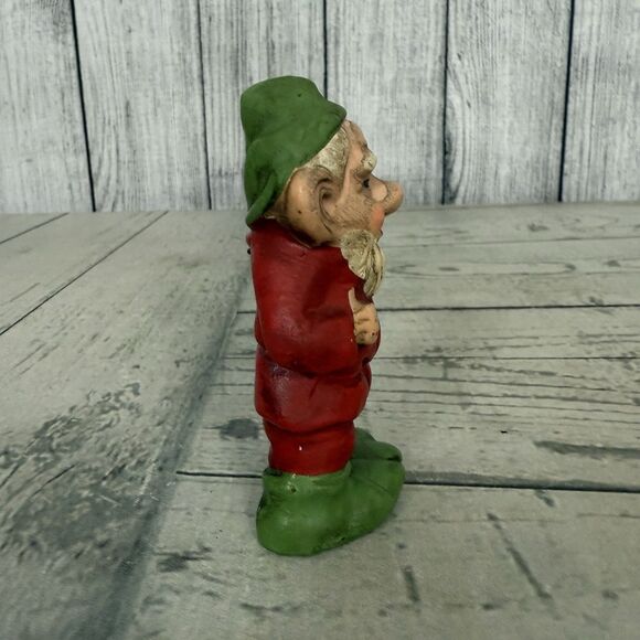 Vintage Ceramic Hand Painted Chalkware Elf Gnome 4" Japan Figurine Ornament - Picture 4 of 6